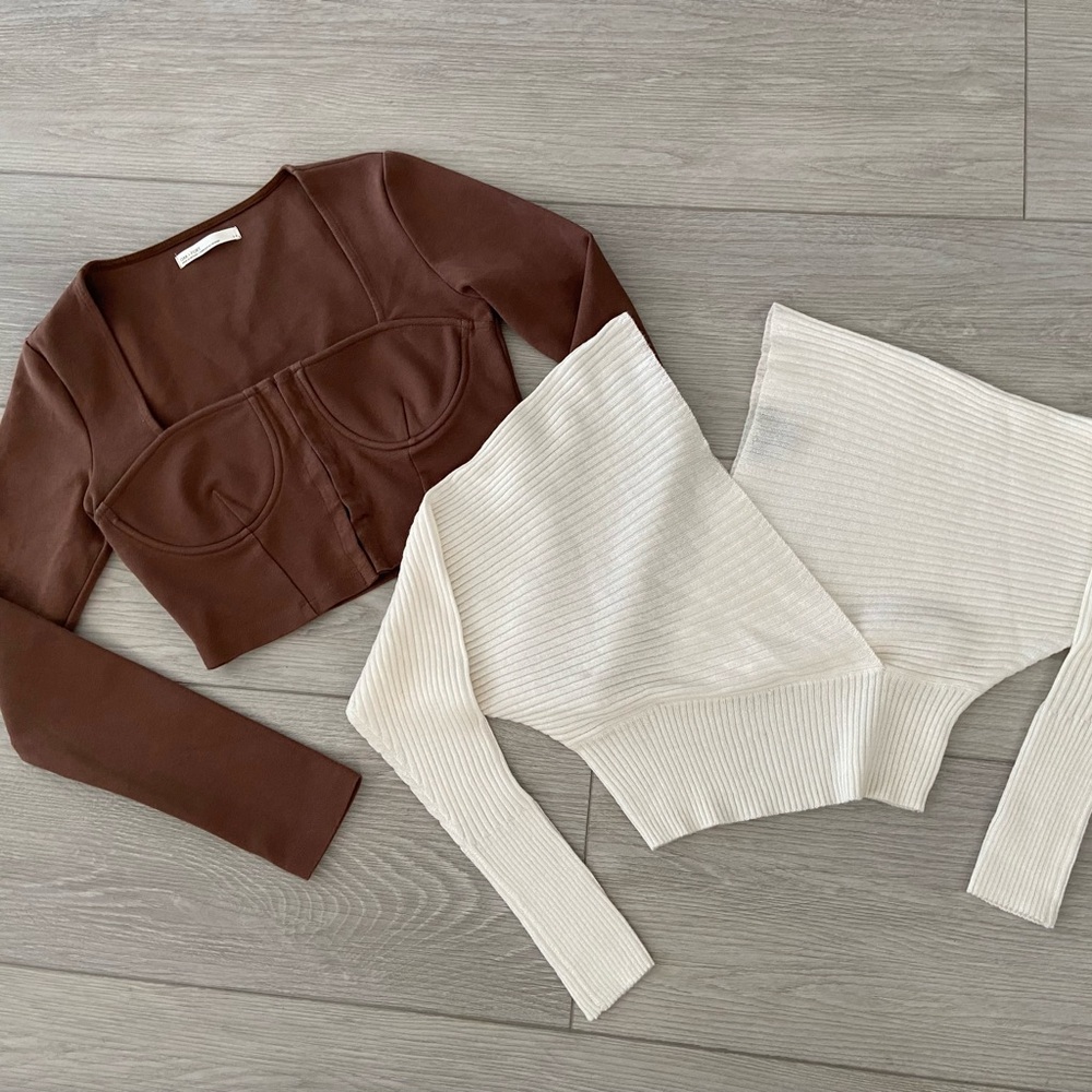 Oak and Fort LONG SLEEVE BUSTIER TOP & Pretty Little Thing Sweater Top